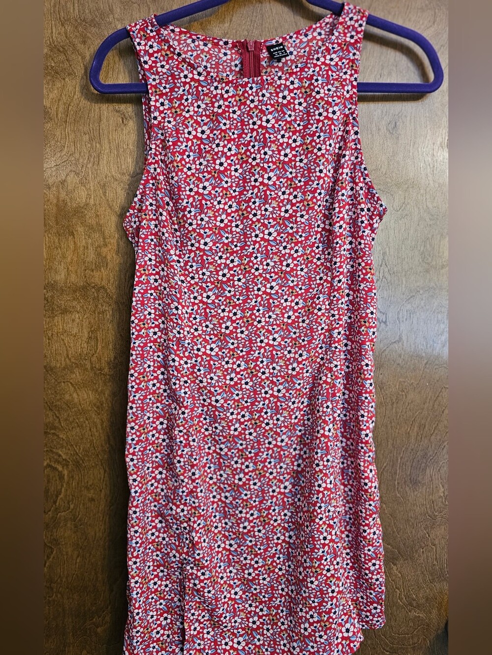 Sleeveless Red Floral Shift Dress